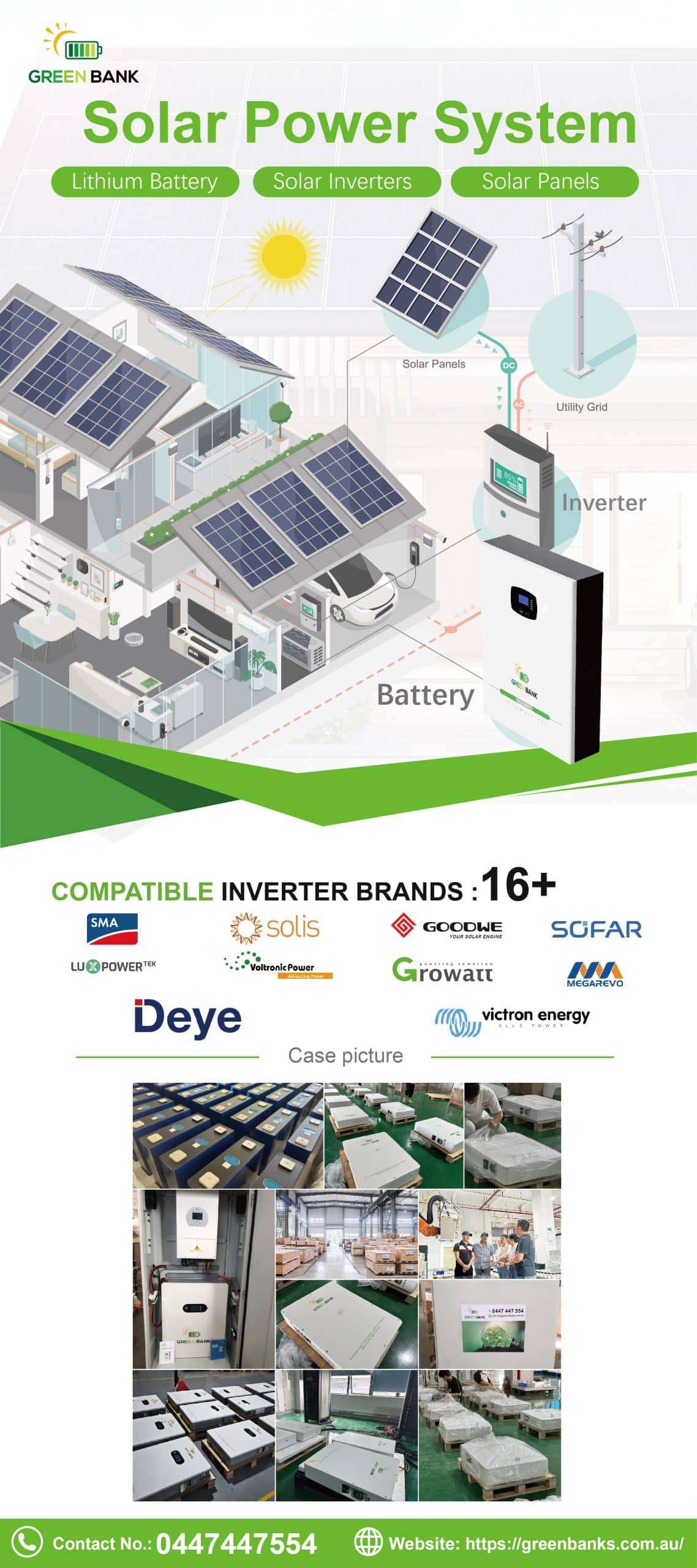 Green Bank Solar LiFePO4 10 KWH lithium battery 48V 200AH - GB48200 (CEC Approved Battery)