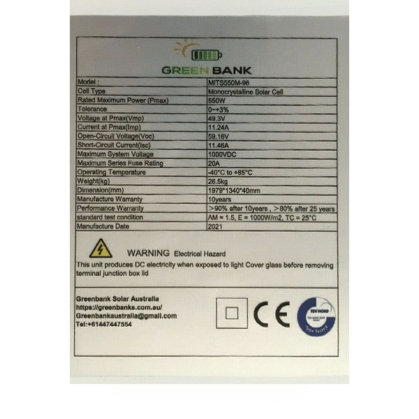 Green Bank Off Grid items – 12KW Green Bank MITS12KW P1 Inverters + 20.48 KWH lithium LiFePo4 battery (2 x 10.24KWH) + 12 x 550W 6.6KW Solar Panels
