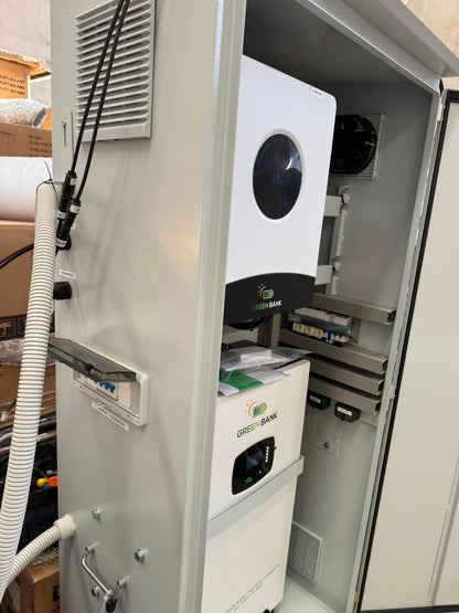 Green Bank Off Grid 12KW System (2x Greenbank 6.0 KW Single Phase Inverters) + 15 KWH lithium LiFePo4 battery + 22x 475W 10.45KW Solar Panels