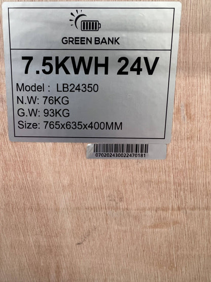 Green Bank Solar LiFePO4 7.5KWH lithium battery 24V 350AH - LB24350